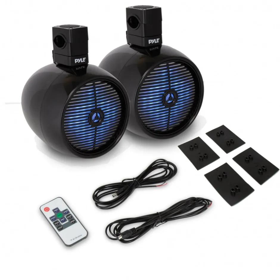 Marine Speakers Waterproof 480W LED Lights 8" White<Pyle Hot