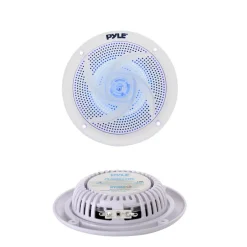 Marine Speakers Waterproof 100W LED Lights Low-Profile White<Pyle