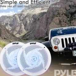 Marine Speakers Waterproof 100W LED Lights Low-Profile White<Pyle