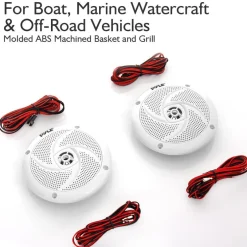 Marine Speakers Waterproof 180W LED Lights Low-Profile 5.25" Pair<Pyle Sale