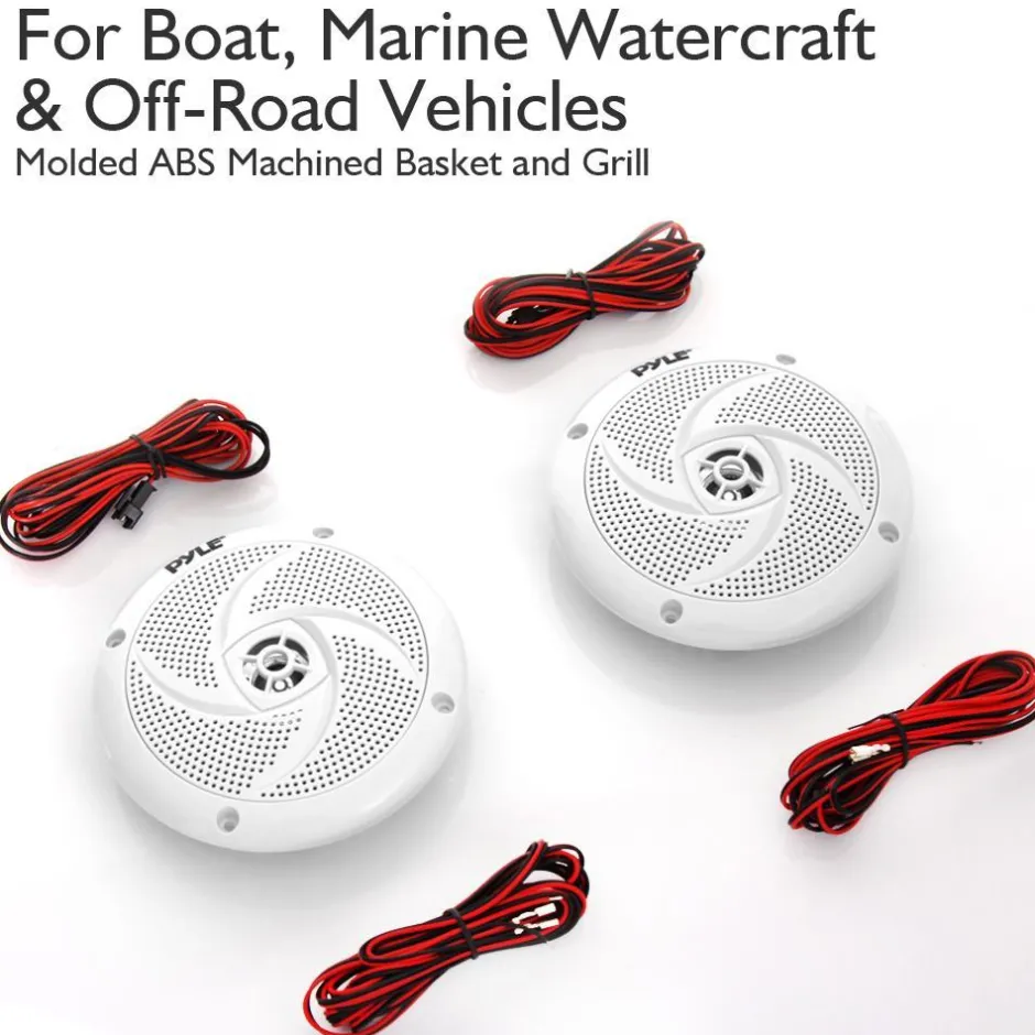 Marine Speakers Waterproof 180W LED Lights Low-Profile 5.25" Pair<Pyle Sale