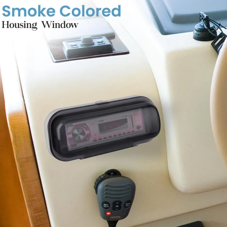 Marine Stereo Cover, Water Resistant, Smoke Window, White<Pyle Outlet
