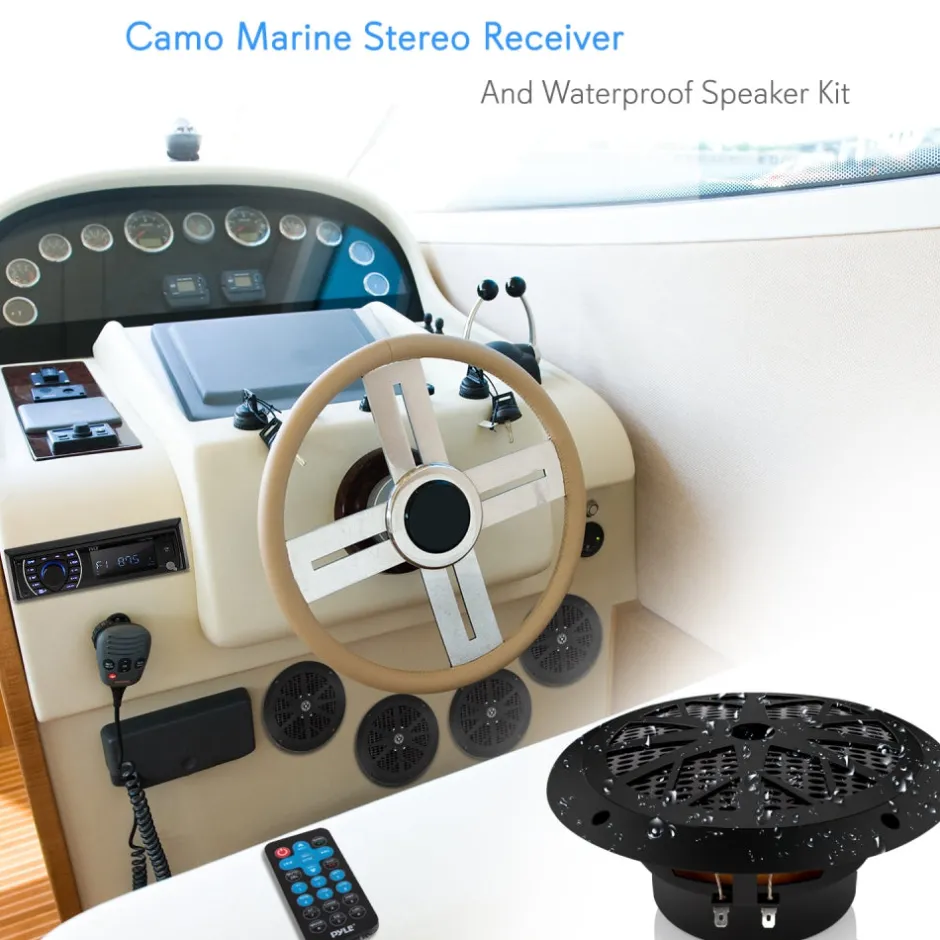 Marine Stereo Kit Bluetooth Hands-Free 4 Waterproof Speakers<Pyle Discount