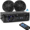 Marine Stereo Kit Bluetooth Streaming Waterproof Speakers Hands-Free Calling<Pyle Clearance