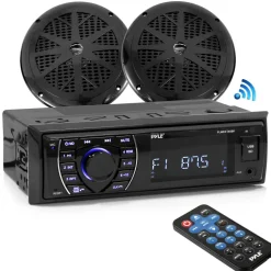 Marine Stereo Kit Bluetooth Streaming Waterproof Speakers Hands-Free Calling<Pyle Clearance