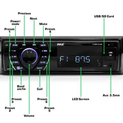 Marine Stereo Kit Bluetooth Streaming Waterproof Speakers Hands-Free Calling<Pyle Clearance