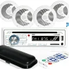 Marine Stereo Kit, Hands-Free Bluetooth, 4 Waterproof Speakers, White<Pyle New