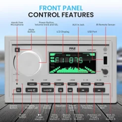 Marine Stereo Receiver Kit, Bluetooth, Double DIN, LCD Display, White<Pyle Discount
