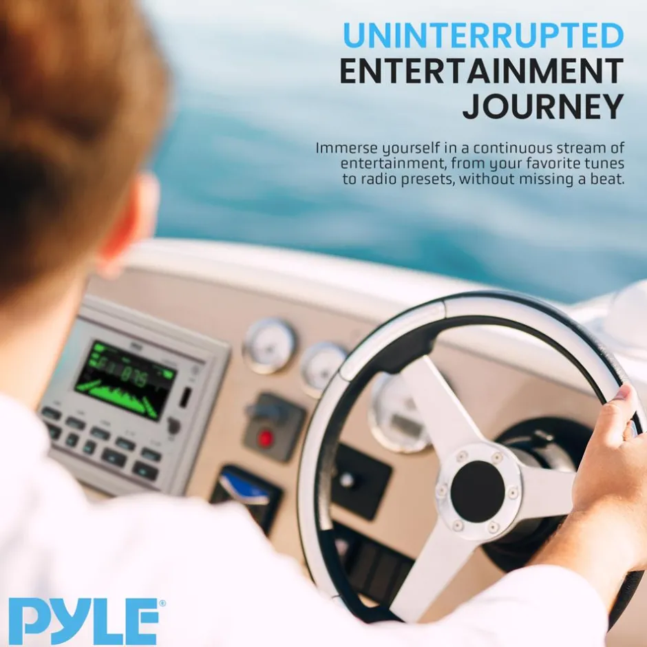 Marine Stereo Receiver Kit, Bluetooth, Double DIN, LCD Display, White<Pyle Discount