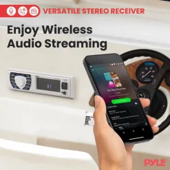 Marine Stereo Receiver Kit Waterproof Bluetooth 4 Speakers White<Pyle Best