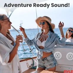 Marine Stereo Receiver Kit Waterproof Bluetooth 4 Speakers White<Pyle Best