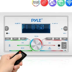 Marine Stereo 300W Bluetooth Double DIN LCD Display White<Pyle