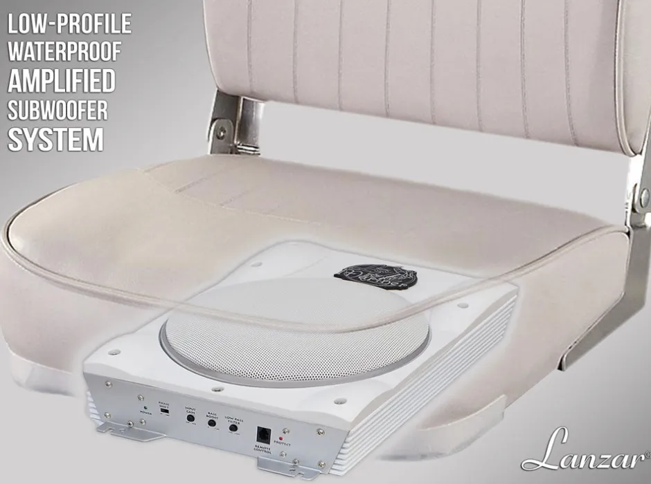 Marine Subwoofer System 1000W Slim Waterproof Amplified Speaker White<Lanzar Discount