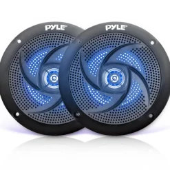 Marine Waterproof Speakers 6.5" - 240W, LED Lights, Slim Style, Blue<Pyle Online