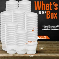 Microwavable Food Containers 32oz Leakproof BPA-Free Clear 50-Pack<SQUATZ Hot