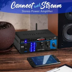 Mini Bluetooth Stereo Amplifier - 150W Power, RCA Input, Blue LED Display<Pyle New