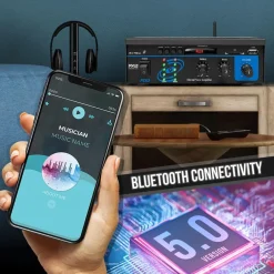 Mini Bluetooth Stereo Amplifier - 150W Power, RCA Input, Blue LED Display<Pyle New