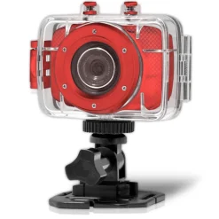 Mini HD Sports Camera 720p Touchscreen Waterproof Case Red<Pyle Discount