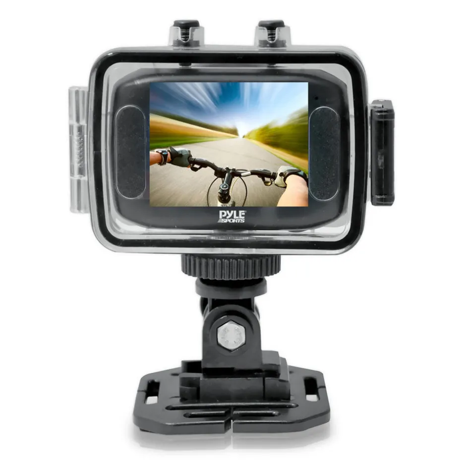 Mini HD Sports Camera 720p Touchscreen Waterproof Case Red<Pyle Discount