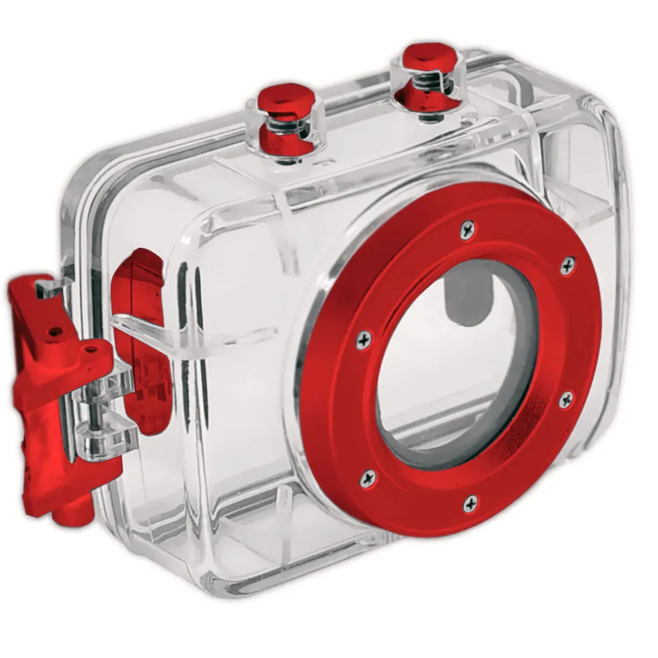 Mini HD Sports Camera 720p Touchscreen Waterproof Case Red<Pyle Discount