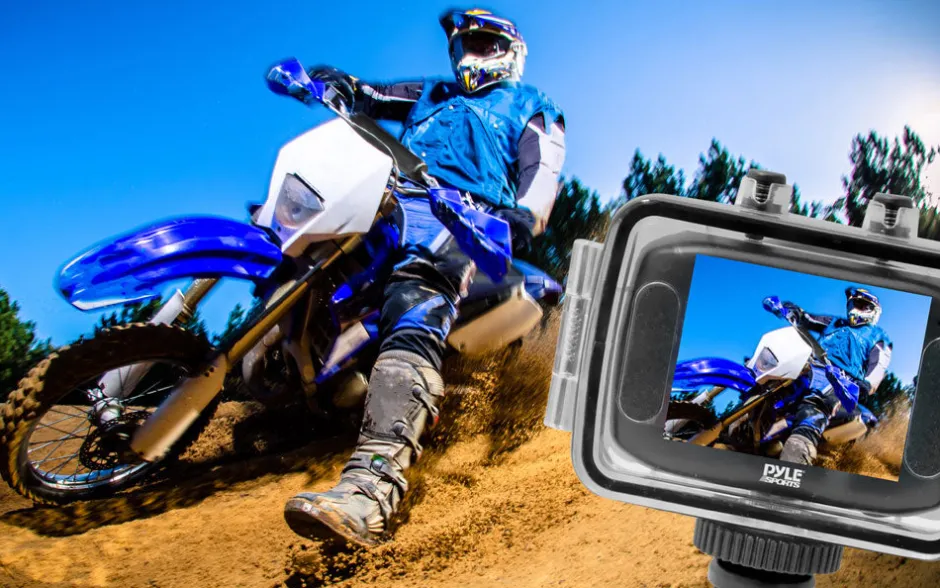 Mini HD Sports Camera 720p Video 2" Touch Screen Waterproof Case Orange<Pyle Clearance