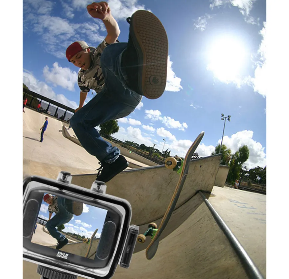 Mini HD Sports Camera 720p Video 2" Touch Screen Waterproof Case Orange<Pyle Clearance