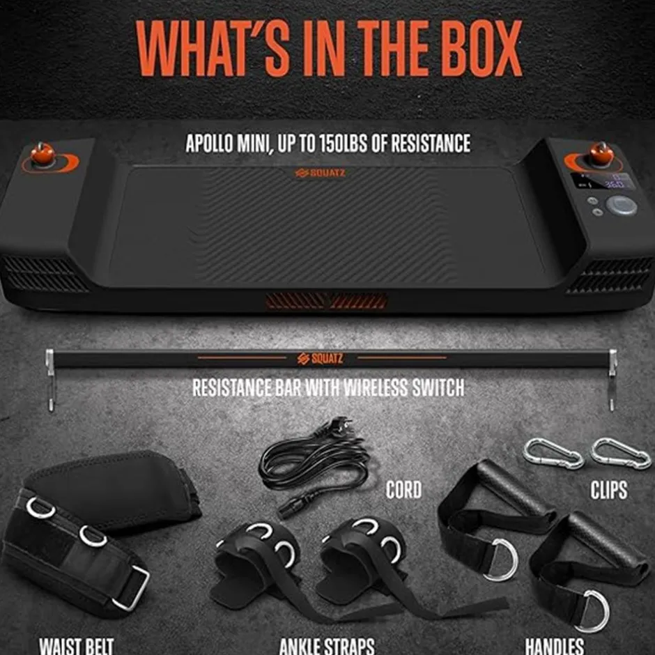 Mini Home Gym: Full Body Workouts, 150lb Resistance, LED Display, Orange<SQUATZ Hot
