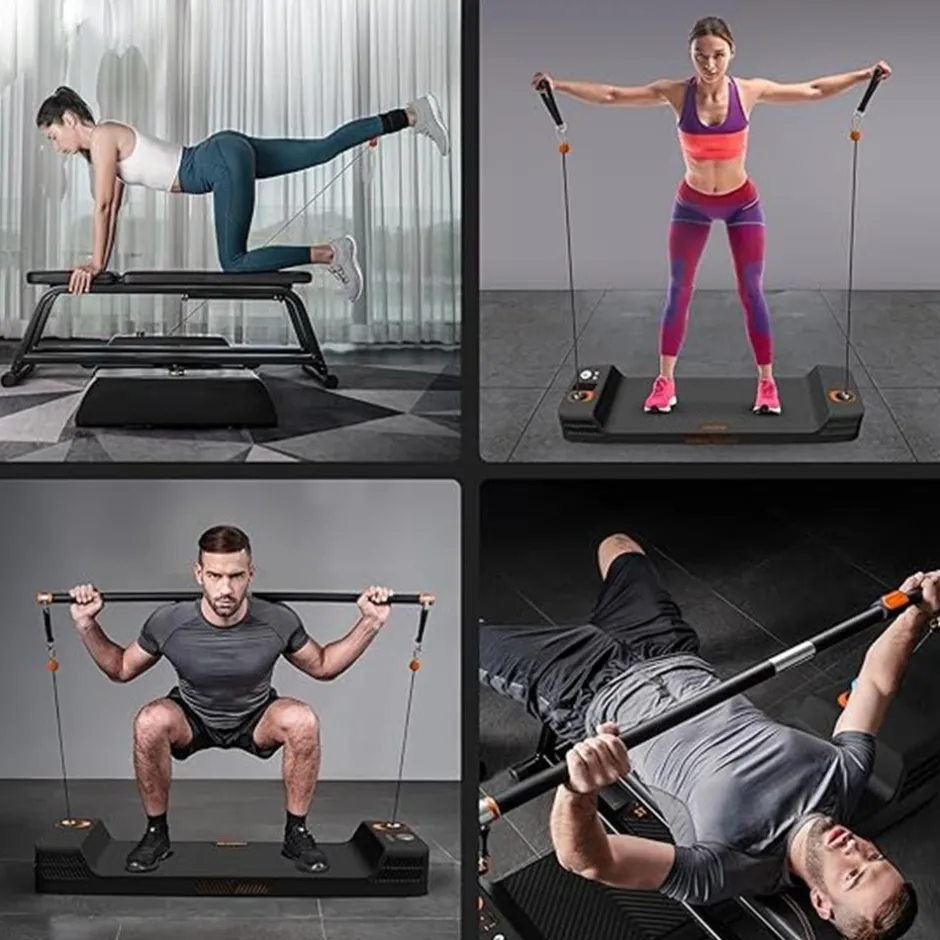 Mini Home Gym: Full Body Workouts, 150lb Resistance, LED Display, Orange<SQUATZ Hot