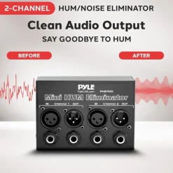 Mini Hum Eliminator Box - Removes Noise - 2-Channel XLR/TRS Inputs<Pyle Clearance