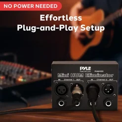 Mini Hum Eliminator Box - Removes Noise - 2-Channel XLR/TRS Inputs<Pyle Clearance
