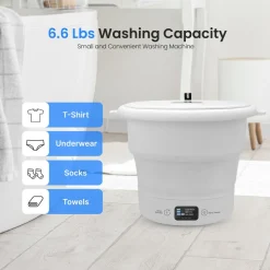 Mini Portable Washing Machine, Energy-Saving Foldable Design, White<SereneLife Best