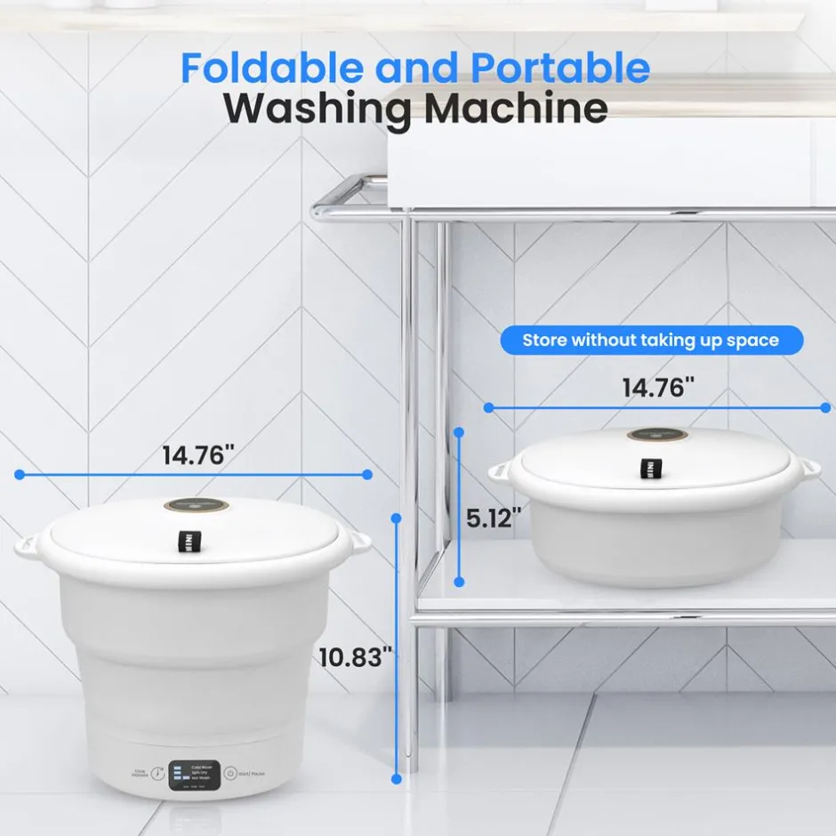 Mini Portable Washing Machine, Energy-Saving Foldable Design, White<SereneLife Best