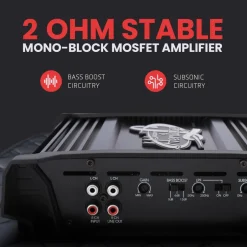 Monoblock Car Audio Amp 2000W 2-Ohm Stable Mosfet Chrome Inputs<Lanzar Sale