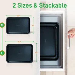 Non-Stick Baking Pans Set, Easy Clean, Carbon Steel, Blue<NutriChef Hot