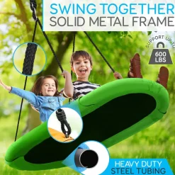 Outdoor Oval Tree Swing - Relaxing Fun - Padded Frame, Waterproof - Green<SereneLife Best