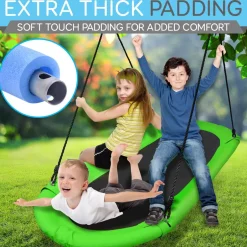 Outdoor Oval Tree Swing - Relaxing Fun - Padded Frame, Waterproof - Green<SereneLife Best