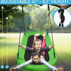 Outdoor Oval Tree Swing - Relaxing Fun - Padded Frame, Waterproof - Green<SereneLife Best