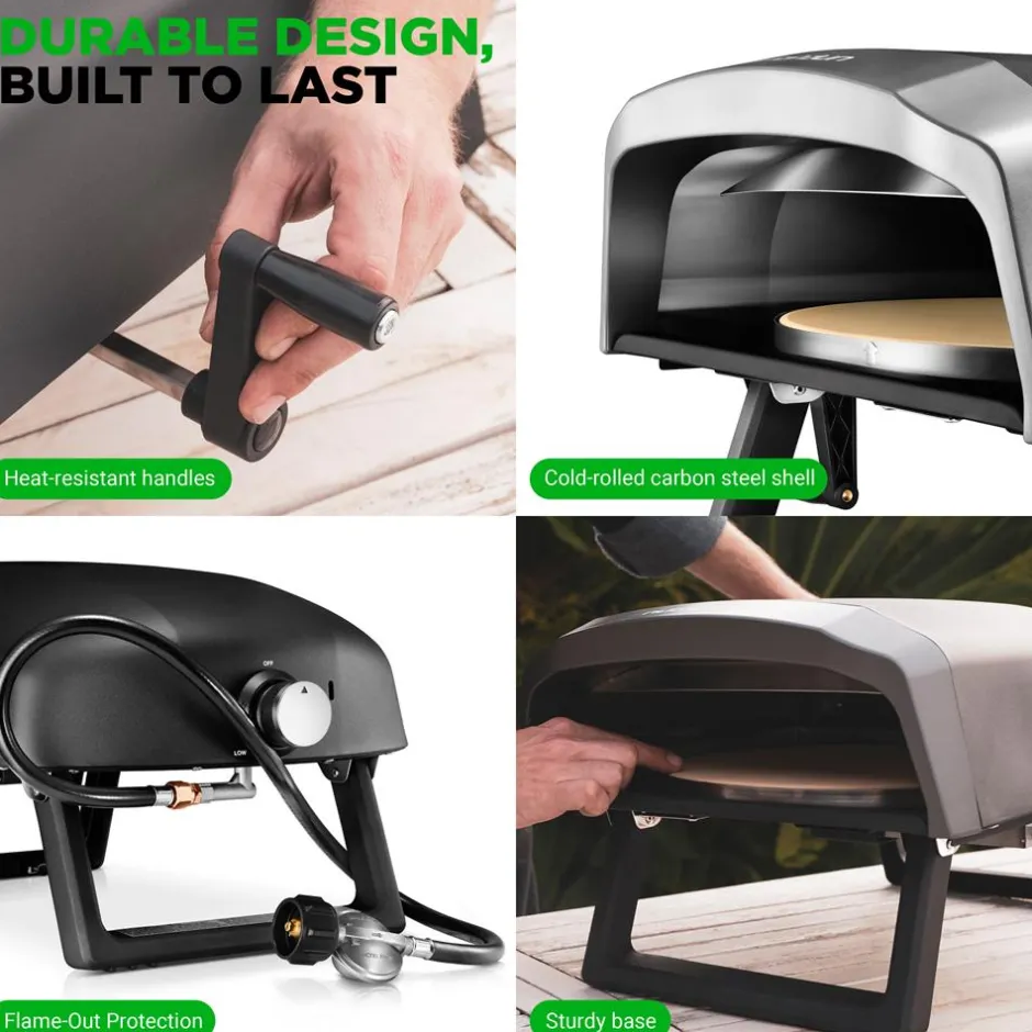 Outdoor Pizza Oven - 1-Min Cook - Rotating Stone - Carbon Steel<NutriChef Sale