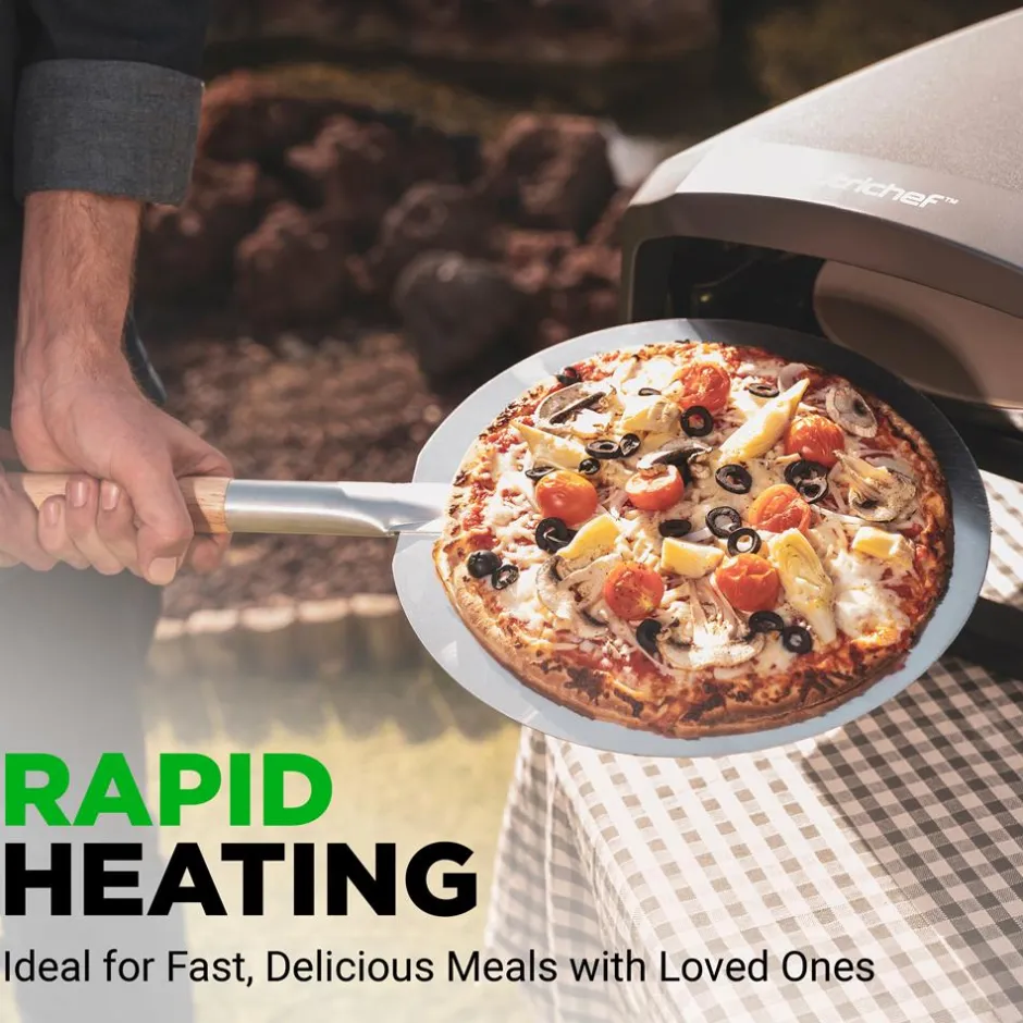 Outdoor Pizza Oven - 1-Min Cook - Rotating Stone - Carbon Steel<NutriChef Sale