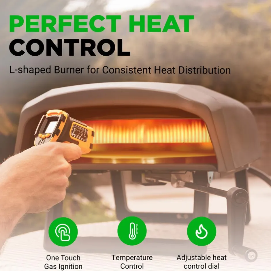 Outdoor Pizza Oven, 1-Min Cook, Rotating Stone, Carbon Steel<NutriChef Outlet