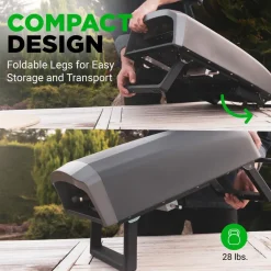 Outdoor Pizza Oven, 1-Min Cook, Rotating Stone, Carbon Steel<NutriChef Outlet