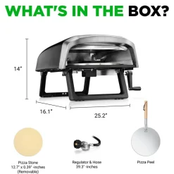 Outdoor Pizza Oven, 1-Min Cook, Rotating Stone, Carbon Steel<NutriChef Outlet