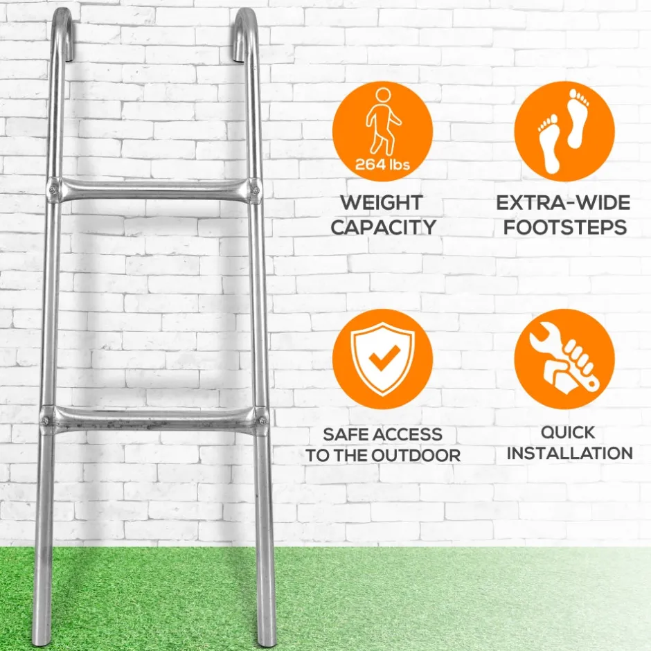 Outdoor Trampoline Safety Ladder, Weather Resistant Steel, 2-Step<SereneLife Hot