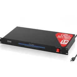 8-Outlet Rack Mount Power Conditioner, Surge Protection, 1800W, Black<Pyle Clearance