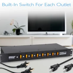 8-Outlet Rack Mount Power Strip, Surge Protection, Digital Display<Pyle Hot