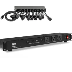 19-Outlet Rackmount Power Strip Surge Protector 4 USB Ports 15FT Cord<Pyle