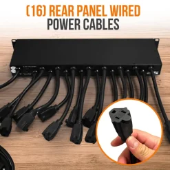 19-Outlet Rackmount Power Strip Surge Protector 4 USB Ports 15FT Cord<Pyle