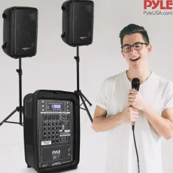 Pa Speaker & Amplifier Mixer Dj Kit<Pyle Hot