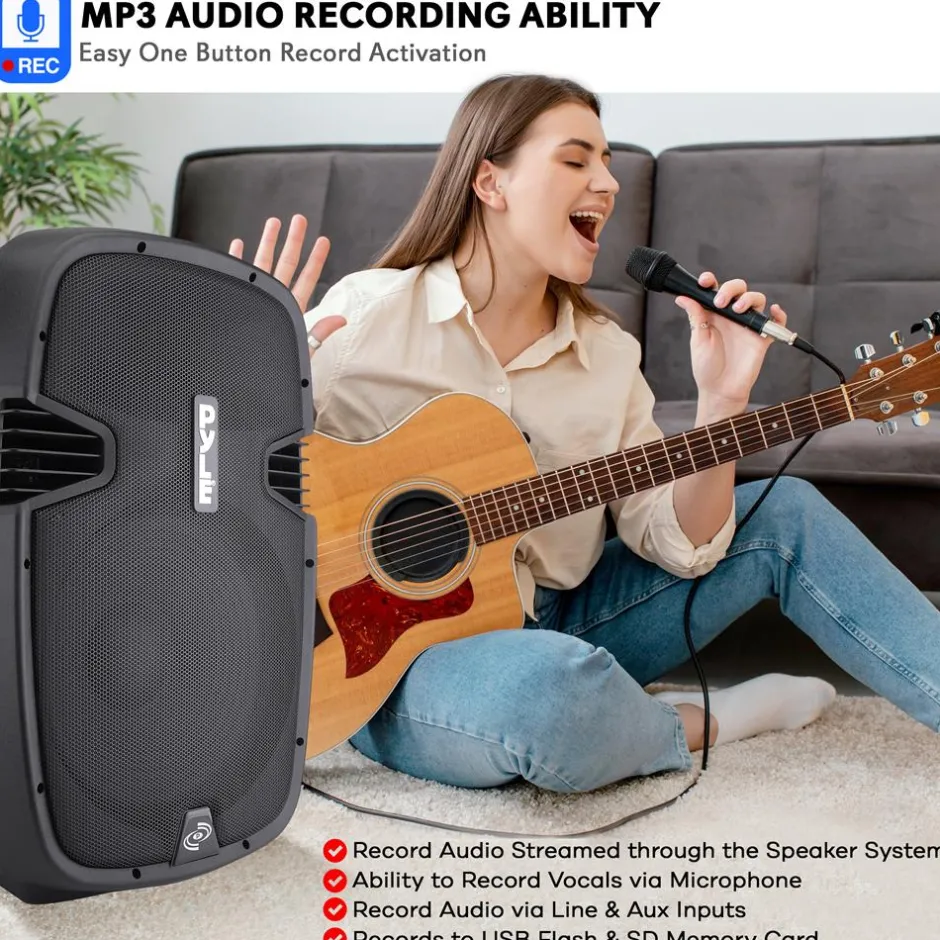 PA Speaker 600W Bluetooth Streaming 15" Woofer Titanium Tweeter<Pyle Discount