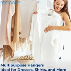 100-Pack Heavy Duty Plastic Hangers - Space-Saving, Smooth White Design<SereneLife Online